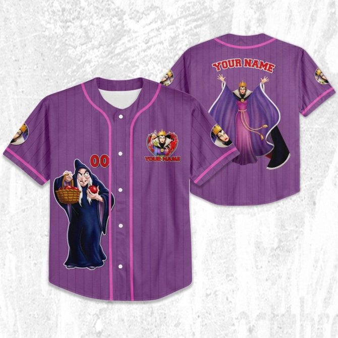 Customizable Evil Queen Baseball Jersey - Kids/Youth/Adult Sizes - Personalize Your Name! - Image 3