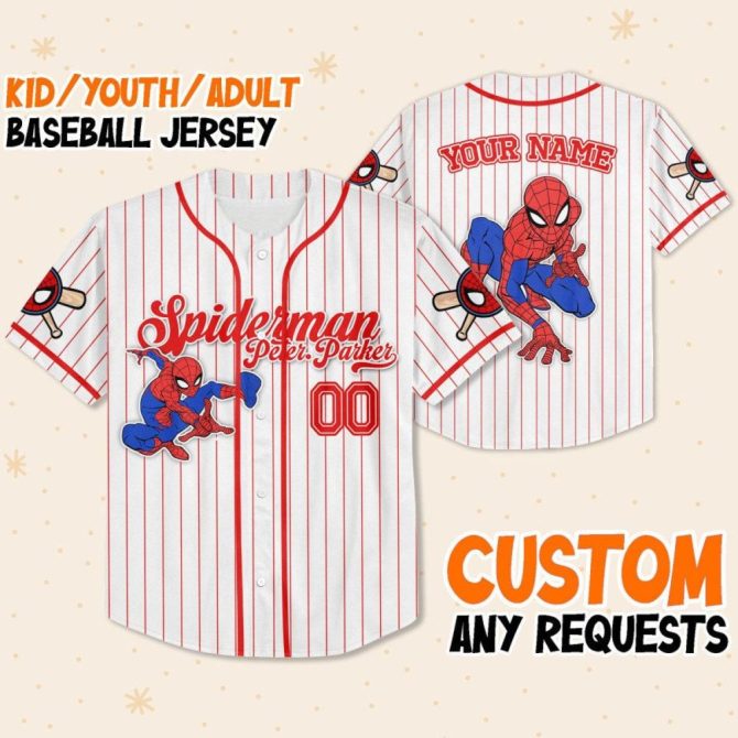 Custom Spider Hero Baseball Jersey - Kids/Youth/Adult - Add Your Name! - Image 2
