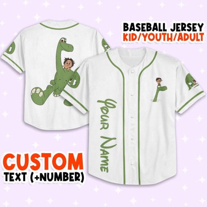 Custom Dinosaur Baseball Jersey For Kids/Youth/Adults - Add Your Name & Number! - Image 2