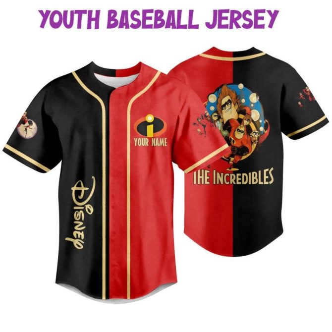 Custom Disney Incredibles Baseball Jersey - Kids/Youth/Adult Sizes + Personalize Name/Number - Image 6