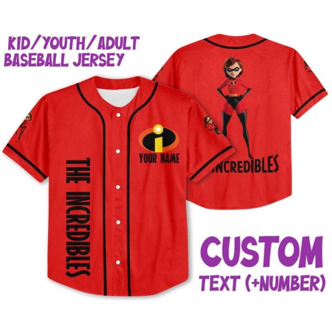 Customizable The Incredibles Baseball Jersey For Kids/Youth/Adults – Add Name & Number! - Image 2