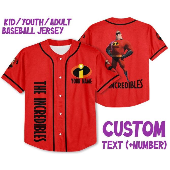 Custom Incredibles Baseball Jersey For Kids/Youth/Adults - Add Your Name & Number!