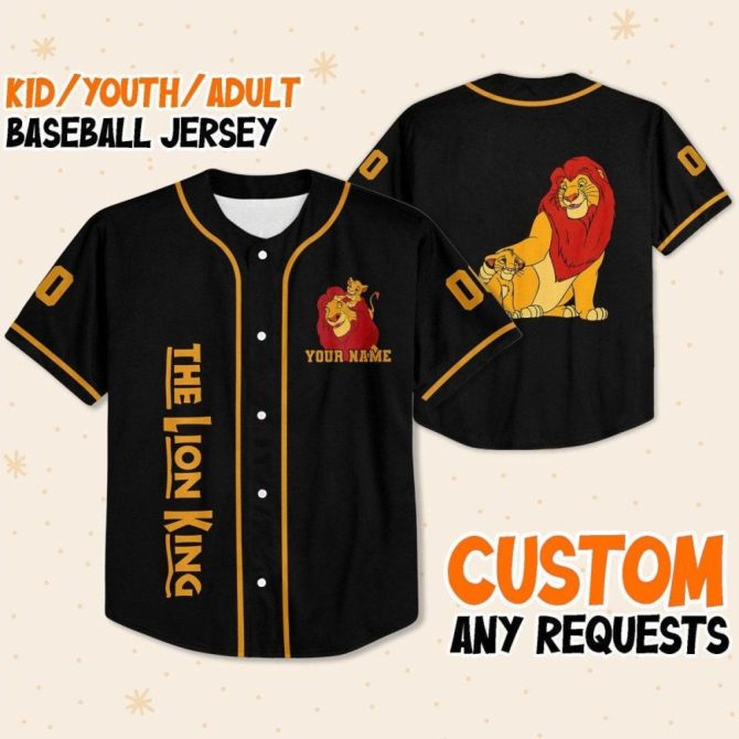 Custom Lion King Baseball Jersey - Personalized Kids/Youth/Adult Sizes Available - Image 2