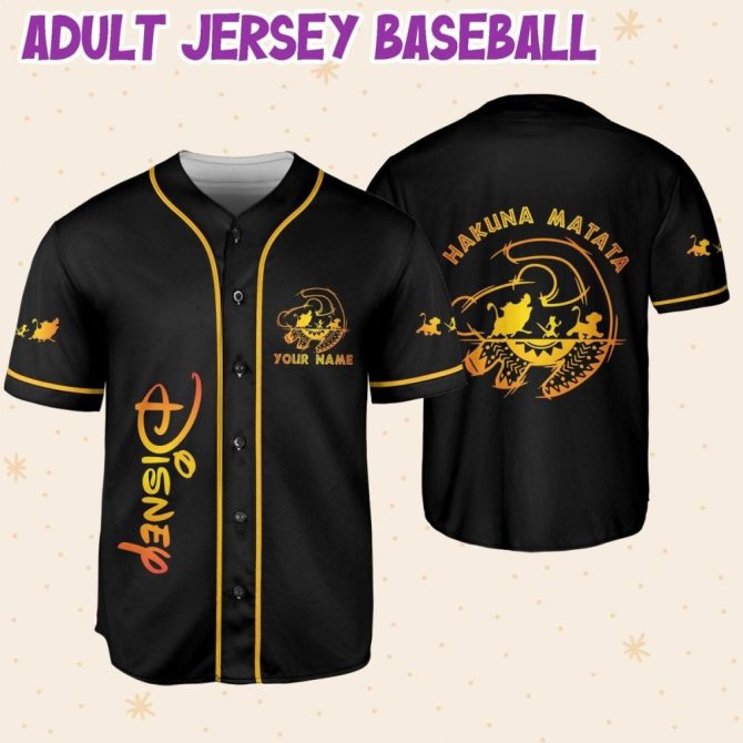 Custom Disney Baseball Jersey - Kid/Youth/Adult - Add Name & Number - Hakuna Matata Design - Image 7