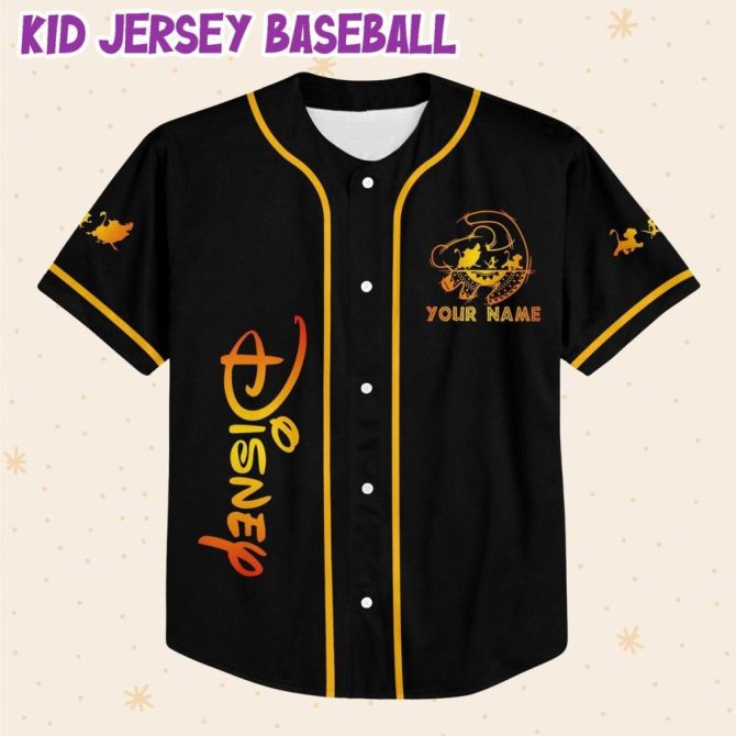 Custom Disney Baseball Jersey - Kid/Youth/Adult - Add Name & Number - Hakuna Matata Design - Image 3