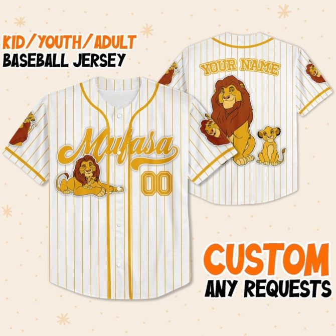 Custom Lion King Baseball Jersey For Kids/Adults – Add Your Name, Perfect Gift! - Image 2