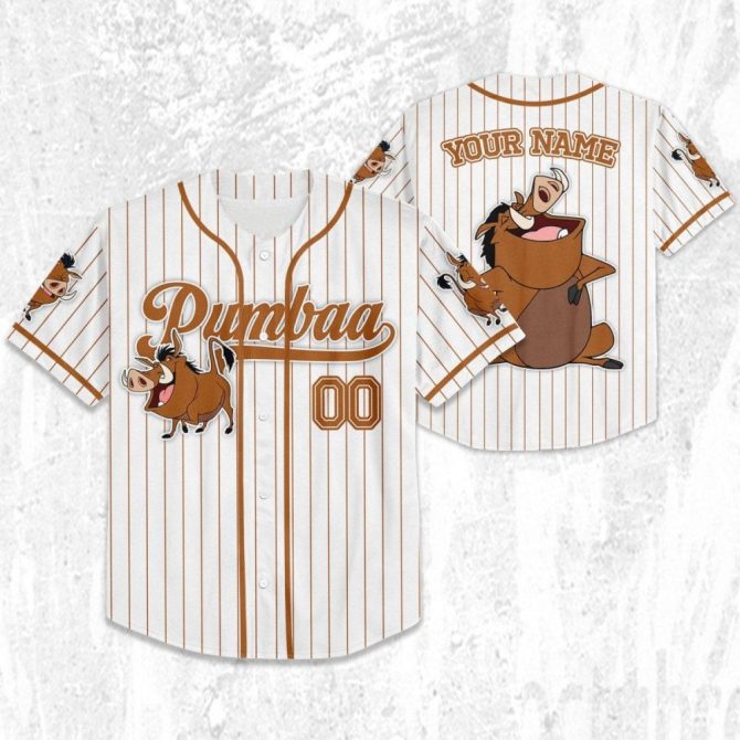 Customizable Pumbaa Baseball Jersey For Kids/Youth/Adults – Add Your Name! - Image 3