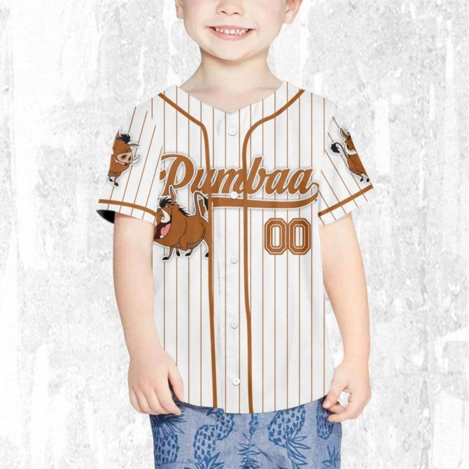 Customizable Pumbaa Baseball Jersey For Kids/Youth/Adults – Add Your Name! - Image 8