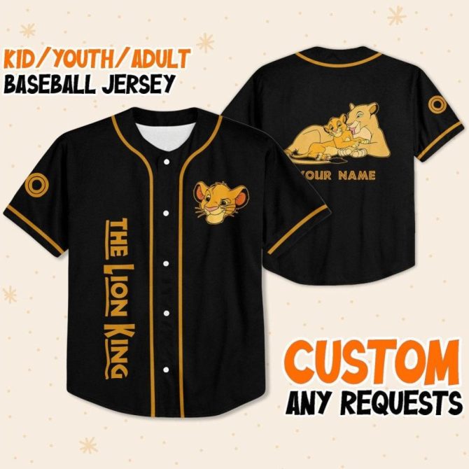 Custom Lion King Baseball Jersey For Kids/Youth/Adults – Personalized & Stylish!