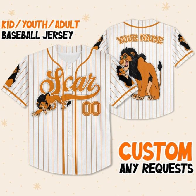 Custom Scar Baseball Jersey - Kids/Youth/Adult Sizes - Add Your Name! - Image 2