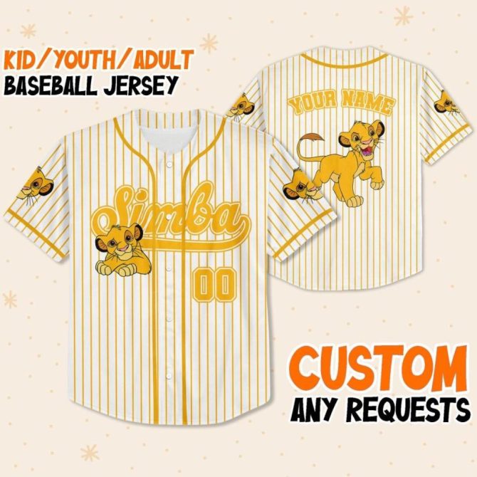 Custom Simba Baseball Jersey For Kids/Youth/Adults - Personalized Name & Number - Image 2