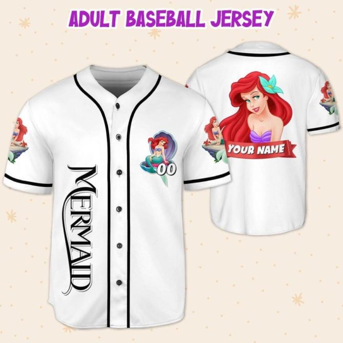 Custom Mermaid Baseball Jersey For Kids/Youth/Adults – Personalize With Your Name! - Image 6