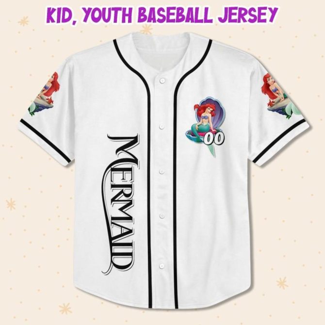 Custom Mermaid Baseball Jersey For Kids/Youth/Adults – Personalize With Your Name! - Image 3