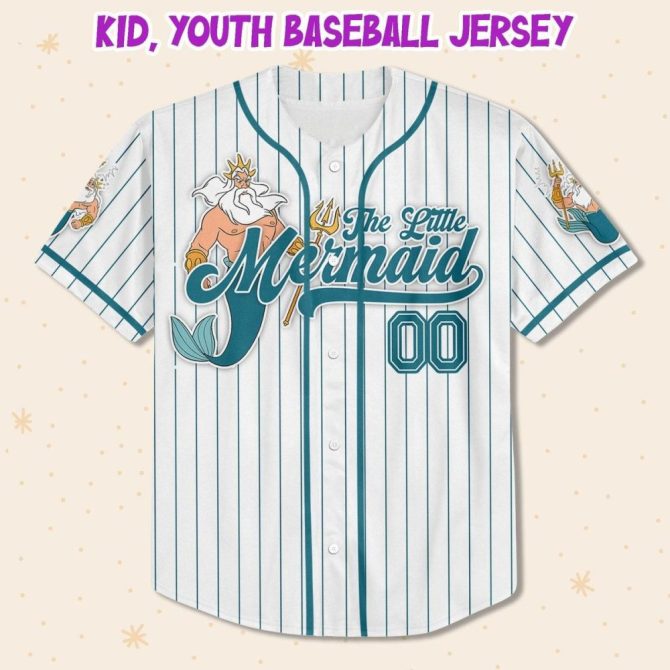 Custom Little Mermaid Baseball Jersey For Kids/Youth/Adults - Personalize Your Name! - Image 3