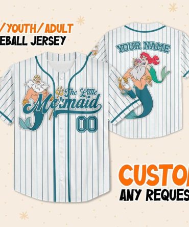 Custom Little Mermaid Baseball Jersey For Kids/Youth/Adults - Personalize Your Name!