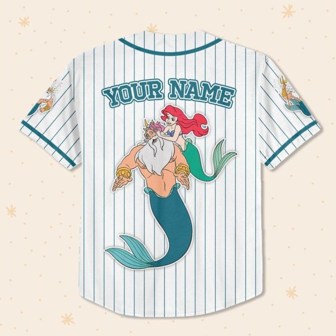 Custom Little Mermaid Baseball Jersey For Kids/Youth/Adults - Personalize Your Name! - Image 4