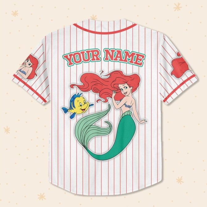 Custom Little Mermaid Baseball Jersey For Kids/Youth/Adults – Personalize With Your Name! - Image 4