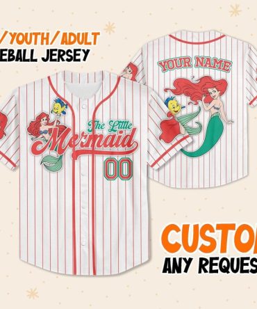 Custom Little Mermaid Baseball Jersey For Kids/Youth/Adults – Personalize With Your Name!
