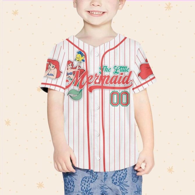Custom Little Mermaid Baseball Jersey For Kids/Youth/Adults – Personalize With Your Name! - Image 5