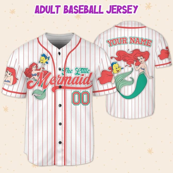 Custom Little Mermaid Baseball Jersey For Kids/Youth/Adults – Personalize With Your Name! - Image 6