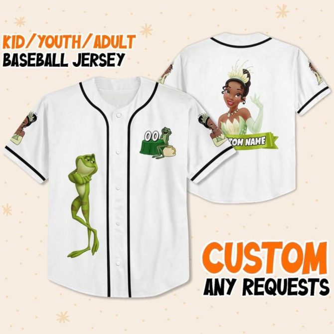 Customizable Kid/Youth/Adult Princess & Frog Baseball Jersey – Personalized Name Available