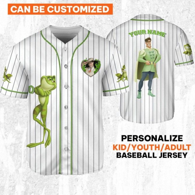 Customizable Frog Prince Baseball Jersey - Kids/Youth/Adult Sizes, Personalized Name - Image 2