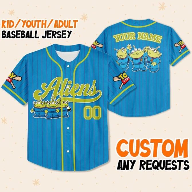 Custom Alien Baseball Jersey - Kids/Youth/Adult Sizes - Personalize Your Name!