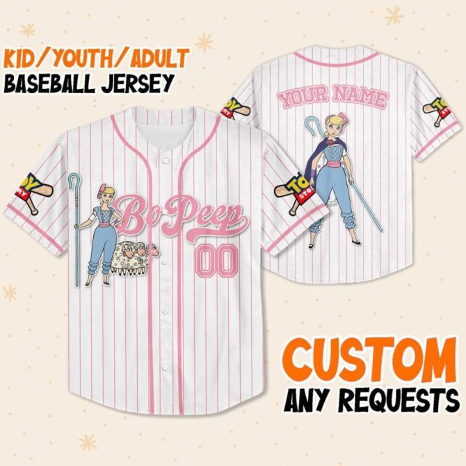 Custom Bo Peep Baseball Jersey For Kids/Youth/Adults - Personalize Yours! - Image 2