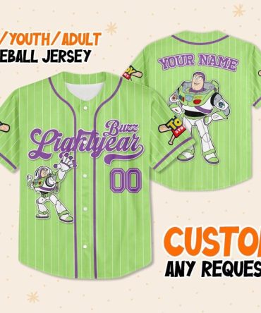 Custom Buzz Lightyear Baseball Jersey - Kids/Youth/Adult - Personalize With Your Name!
