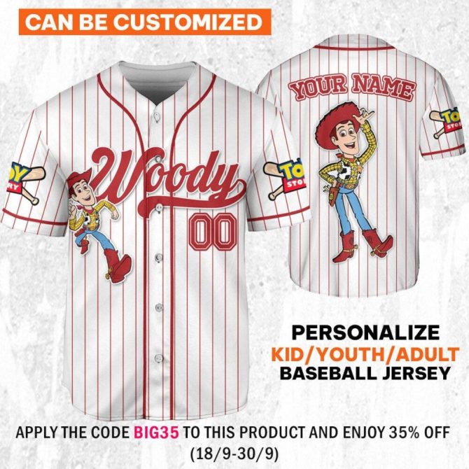 Custom Toy Story Baseball Jersey - Personalize With Your Name - Kids/Youth/Adult Sizes Available!
