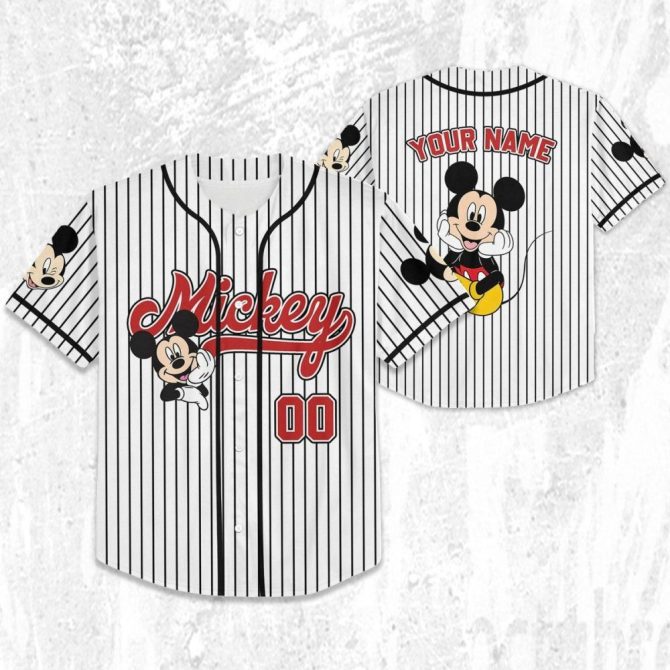 Custom Mickey Mouse Striped Baseball Jersey – Personalize For Kids/Adults! Limited Edition - Image 4