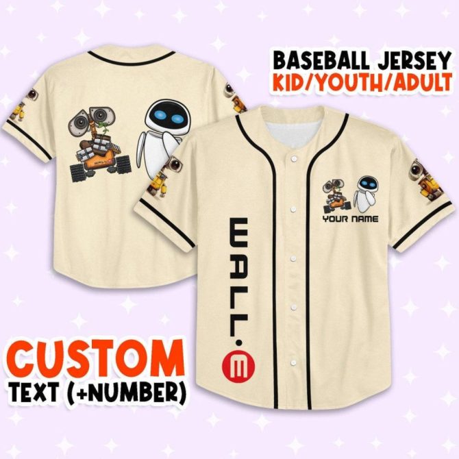 Custom Wall-E Baseball Jersey For Kids/Youth/Adults - Personalize Name & Number