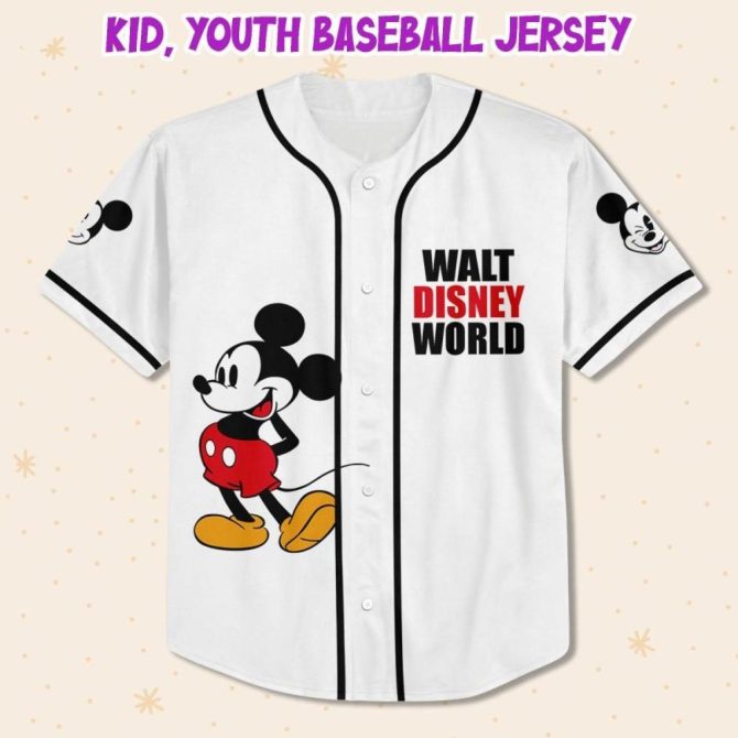 Custom Disney Baseball Jersey – Personalized Mickey Design For Kids/Adults - Image 3