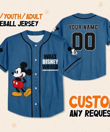 Custom Disney Baseball Jersey - Personalized Mickey Design For Kids/Youth/Adults