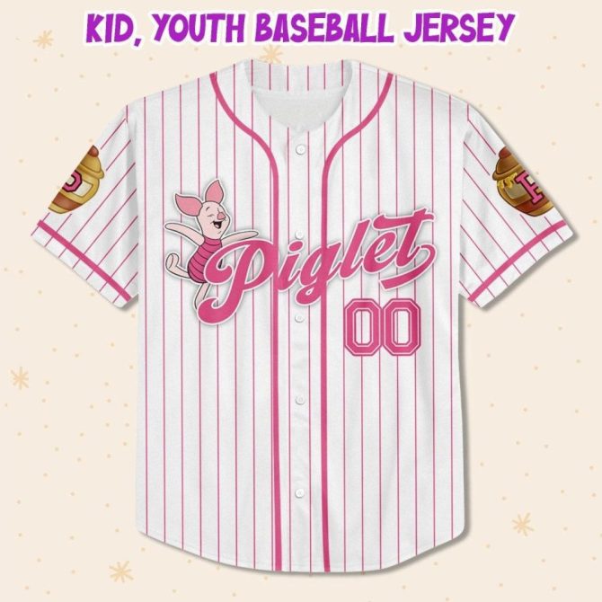 Custom Kid/Youth/Adult Baseball Jersey – Personalized Piglet Design – Add Your Name! - Image 3