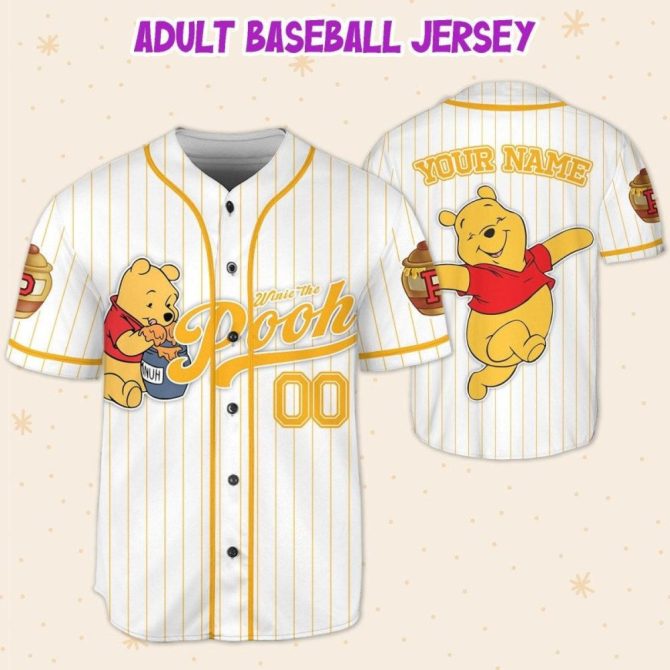 Custom Winnie The Pooh Baseball Jersey - Kids/Youth/Adult Sizes - Personalize With Your Name! - Image 6