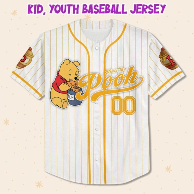 Custom Winnie The Pooh Baseball Jersey - Kids/Youth/Adult Sizes - Personalize With Your Name! - Image 3