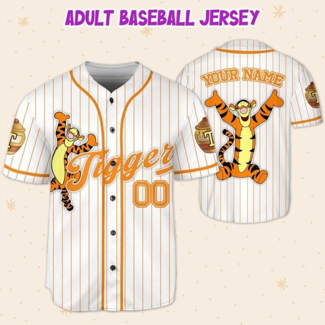 Custom Tigger Baseball Jersey For Kids/Youth/Adults - Personalize With Any Name! - Image 6