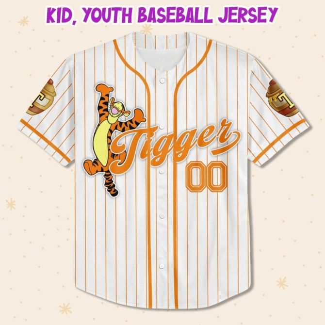 Custom Tigger Baseball Jersey For Kids/Youth/Adults - Personalize With Any Name! - Image 3