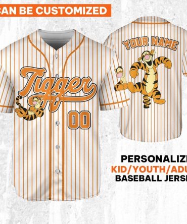 Customizable Tigger Baseball Jersey For Kids/Youth/Adults - Personalize With Your Name!