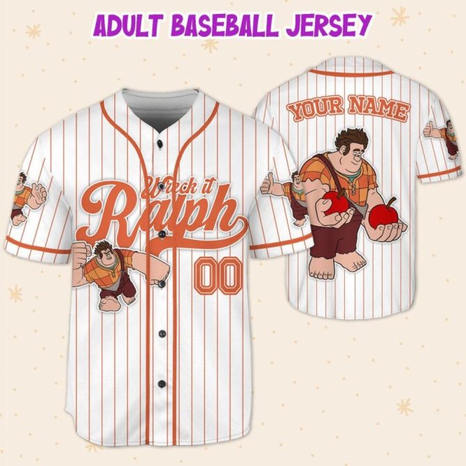Customizable Wreck-It Ralph Baseball Jersey For Kids, Youth & Adults - Add Your Name! - Image 6