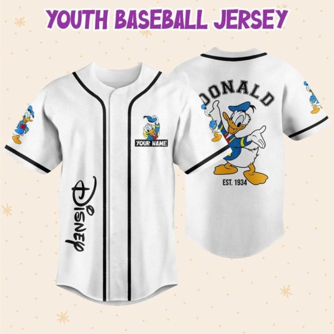 Custom Disney Donald Duck Baseball Jersey For Kids/Adults - Add Your Name & Number - Image 6