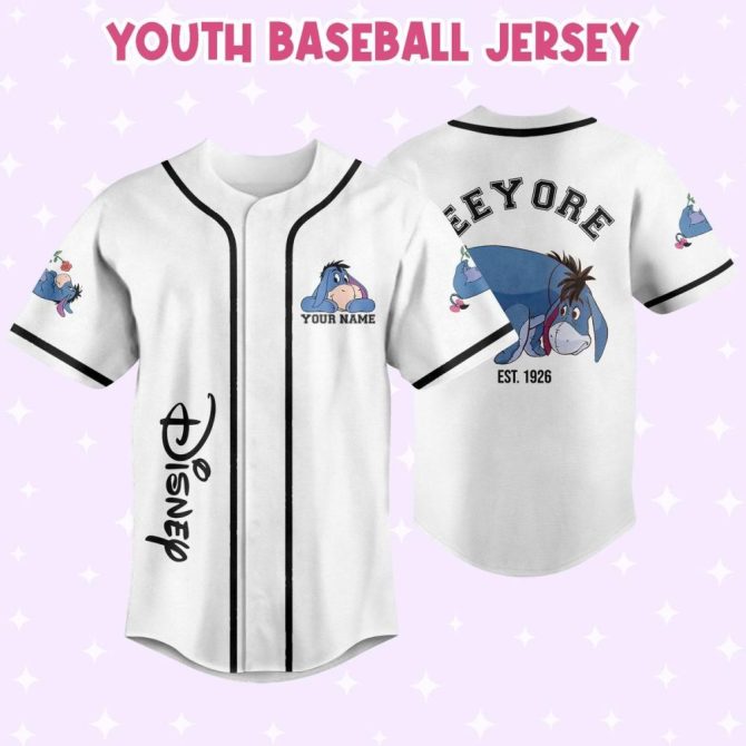 Custom Disney Eeyore Baseball Jersey - Kids/Youth/Adult - Personalize Name & Number - Image 6