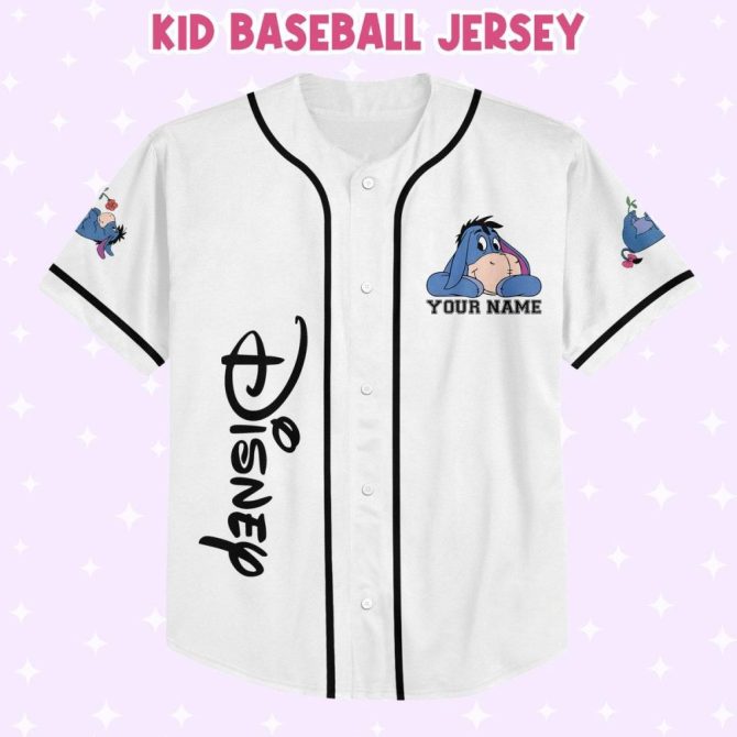 Custom Disney Eeyore Baseball Jersey - Kids/Youth/Adult - Personalize Name & Number - Image 3