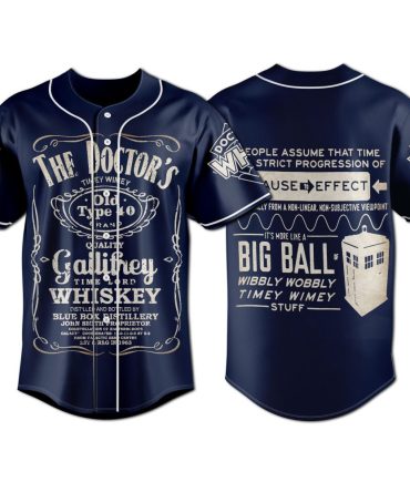 Doctor Who Timey Wimey Baseball Jersey - Unique Gallifrey Whiskey Design, Perfect For Fans!