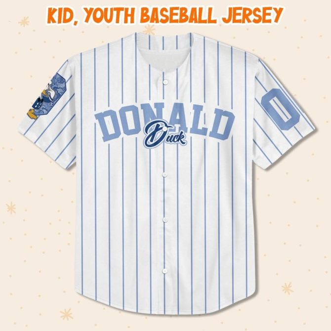 Customizable Donald Duck Baseball Jersey For Kids/Youth/Adults - Personalize Your Style! - Image 3