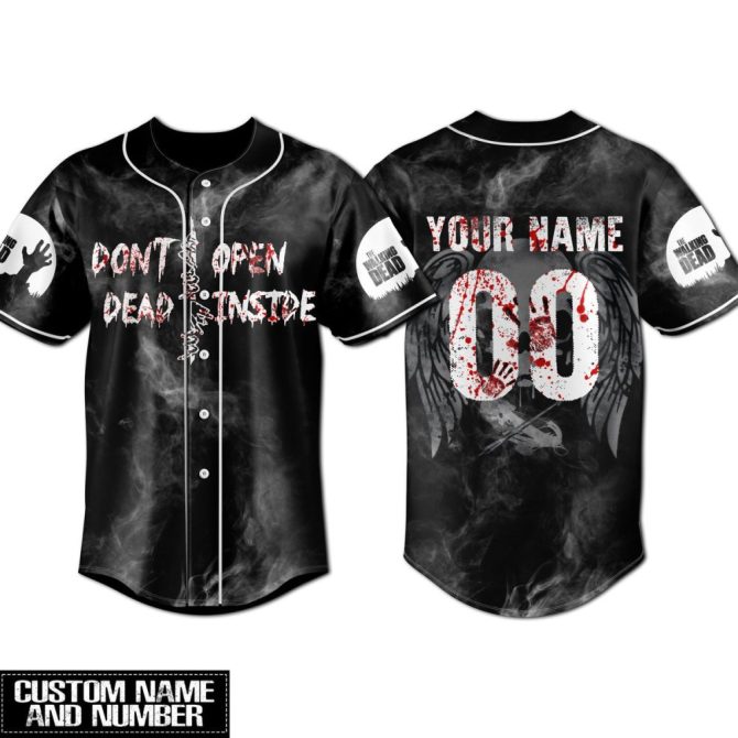 Custom Zombie Baseball Jersey - Don'T Open Dead Inside - Personalize Name & Number
