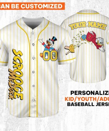 Customizable Scrooge Mcduck Baseball Jersey - Personalize For Kids, Youth, Adults