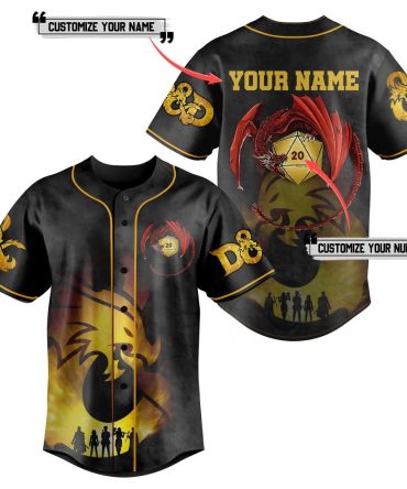 Custom Dragon Baseball Jersey - Personalize Name & Number - D&D Inspired Design