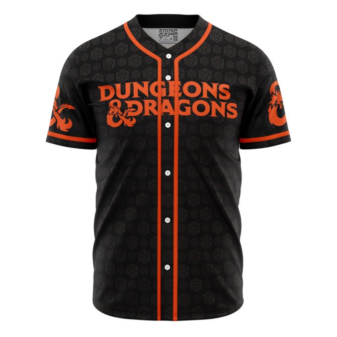 Dungeons & Dragons Baseball Jersey – Unique Geek Apparel For Gamers – Black & Orange Design
